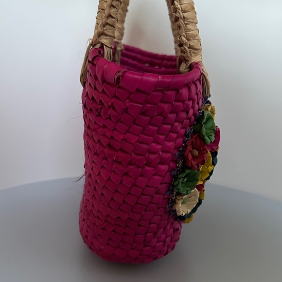 handmade Palm Pink Floral Tote Bag - Picture 4 of 6